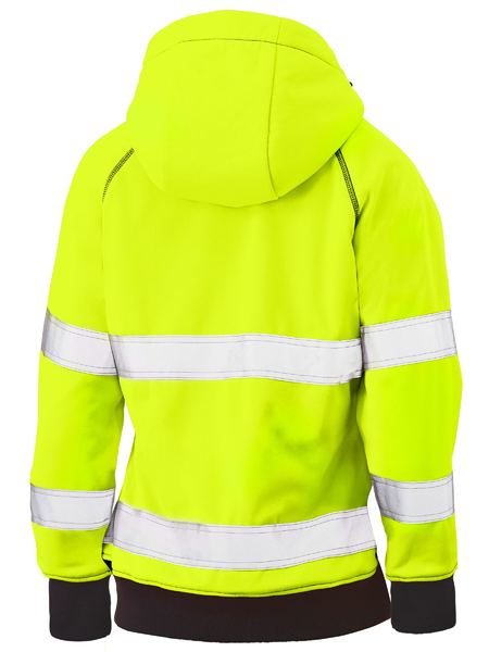 BISLEY WOMENS TAPED HI VIS FLEECE ZIP FRONT WITH SHERPA LINING