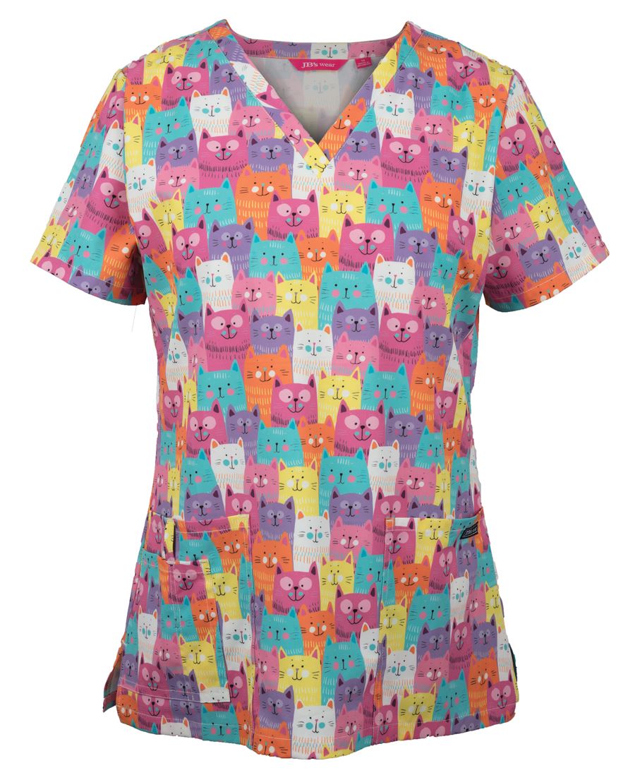 JB'S WEAR LADIES SCRUB TOP PRINTED