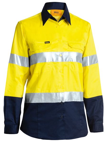 BISLEY WOMENS TAPED HI VIS COOL LIGHTWEIGHT DRILL SHIRT