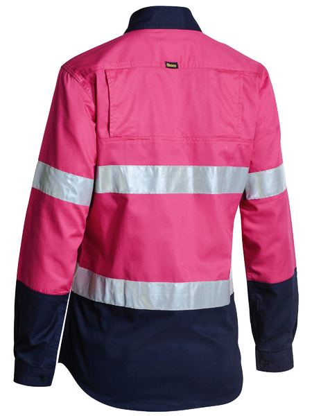 BISLEY WOMENS TAPED HI VIS COOL LIGHTWEIGHT DRILL SHIRT