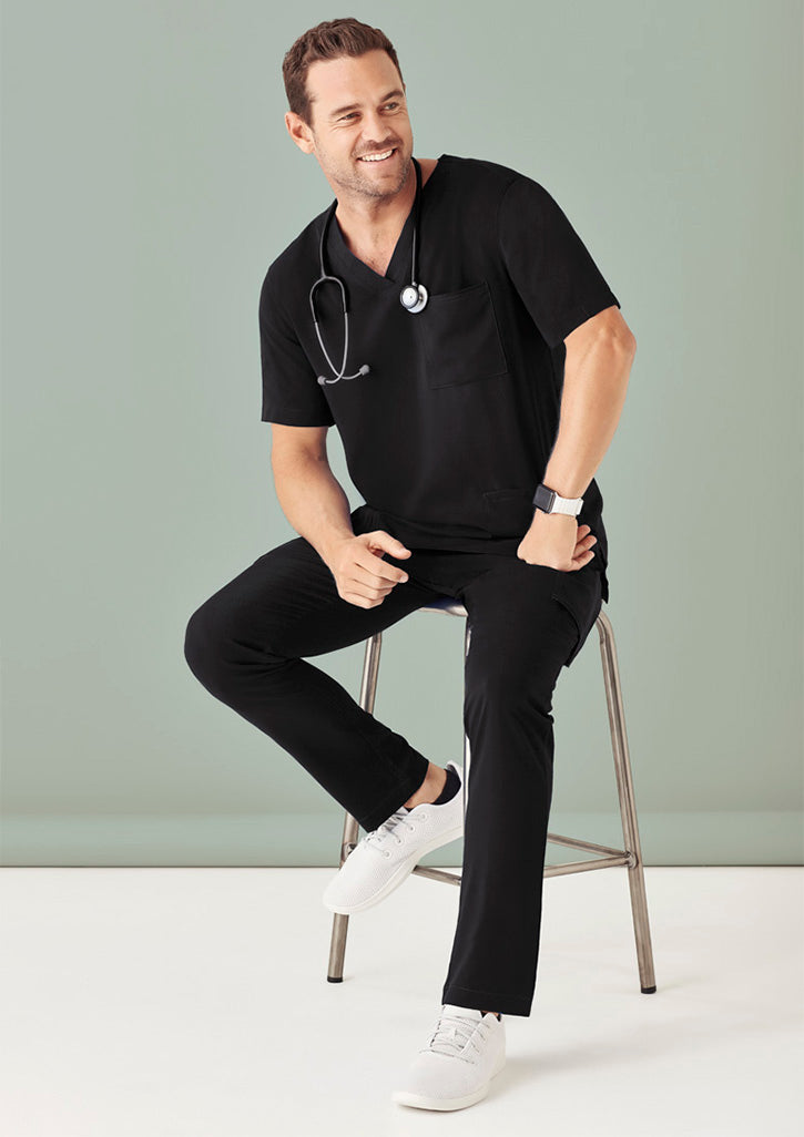 Avery-V-neck-scrub-top-black