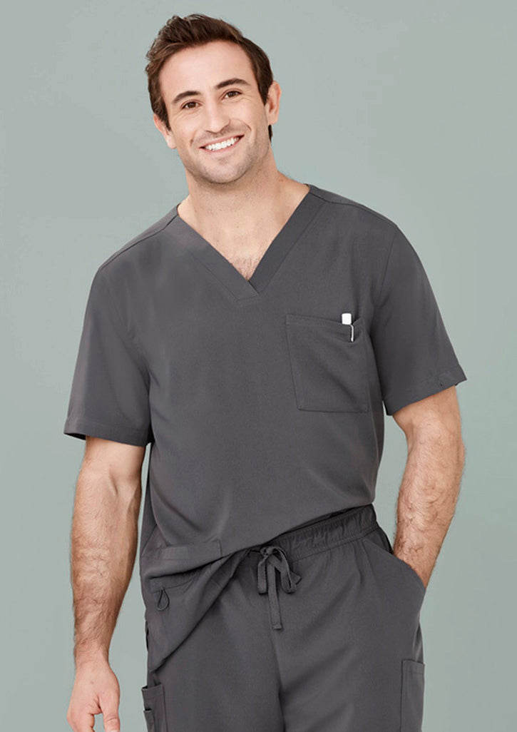Avery-V-neck-scrub-top-charcoal