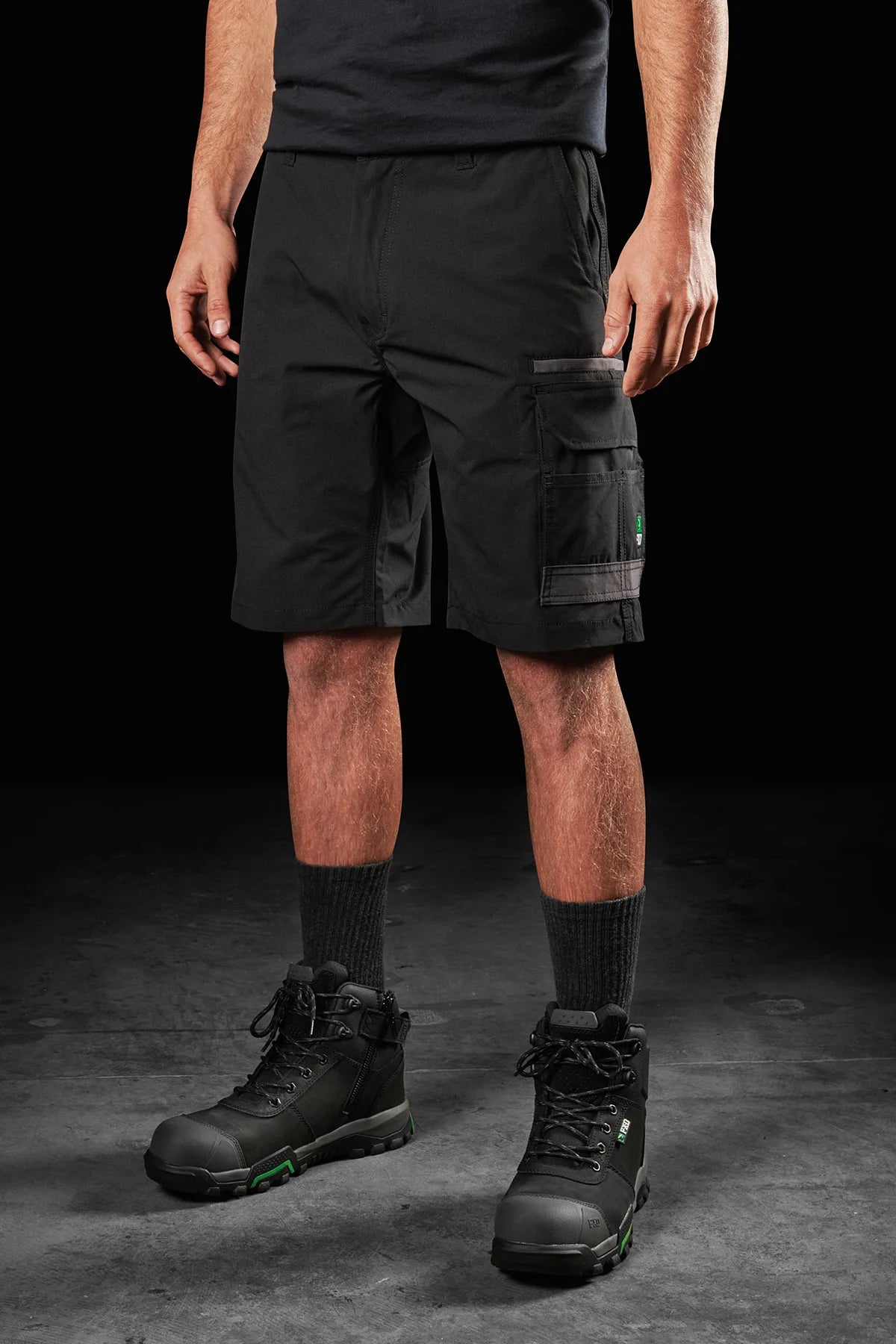 fxd-light-weight-black-work-shorts-side-view
