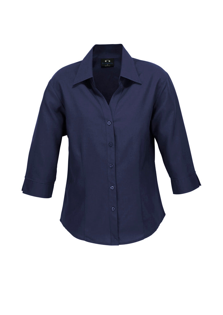 Womens-Oasis-3-4-sleeve-shirt-navy-front