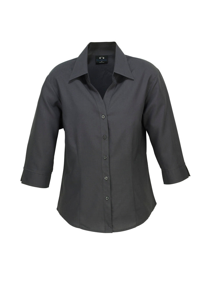 Womens-Oasis-3-4-sleeve-shirt-charcoal-front