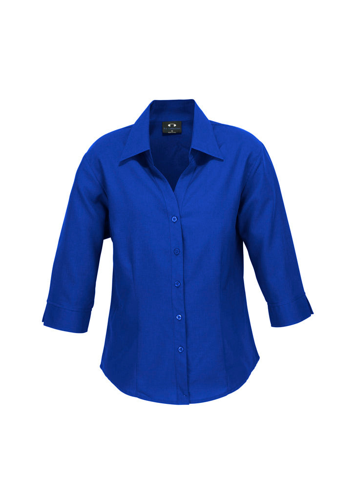 Womens-Oasis-3-4-sleeve-shirt-Electric-Blue-front