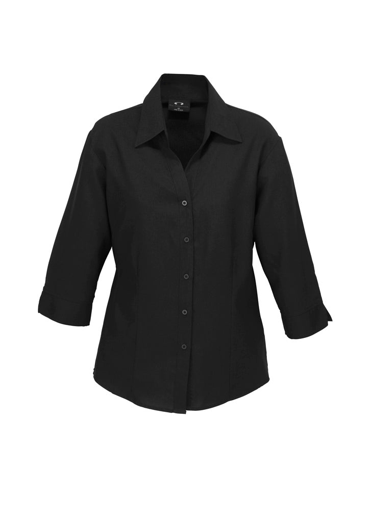 Womens-Oasis-3-4-sleeve-shirt-black-front