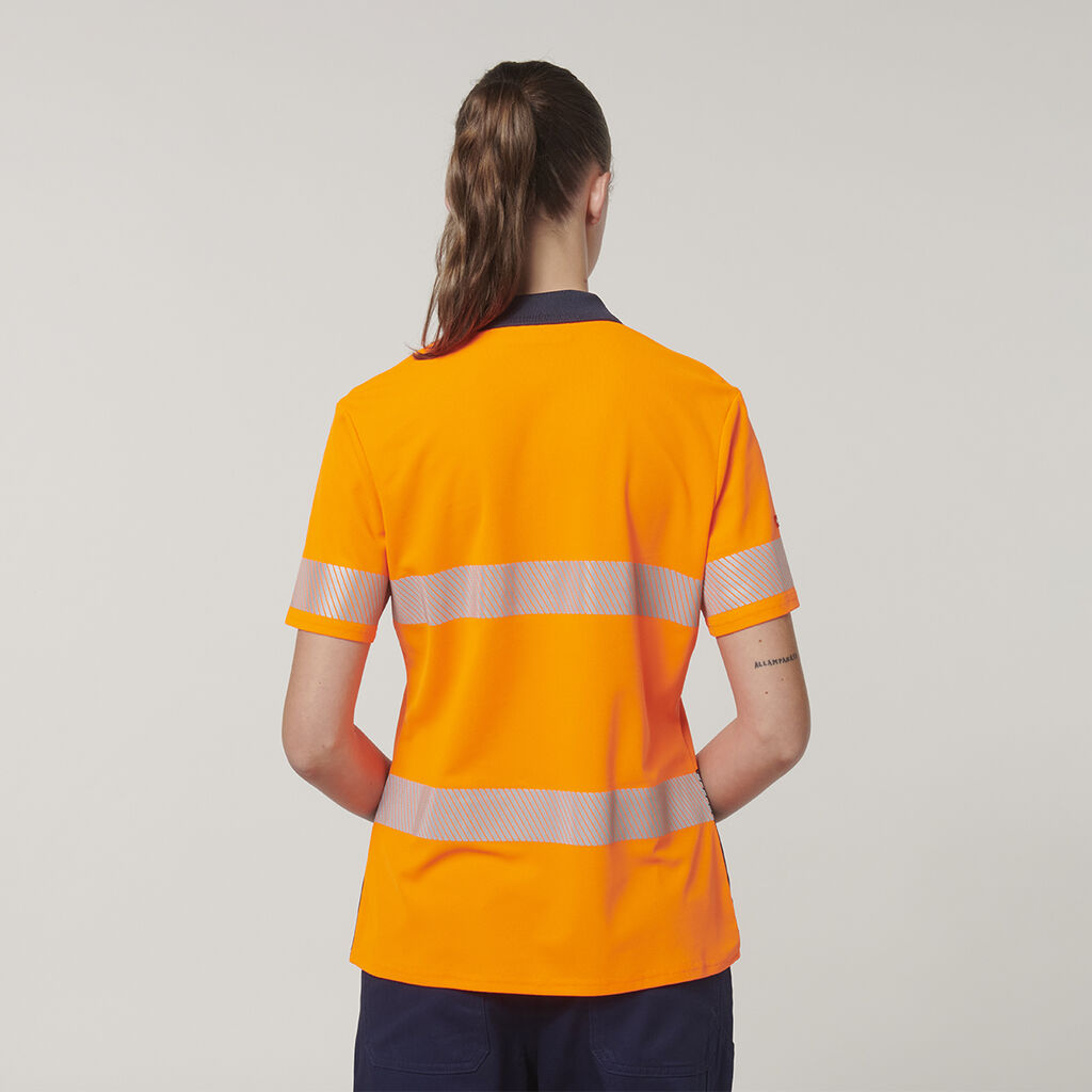 HARD YAKKA WOMENS S/S HI VIS TAPED POLO
