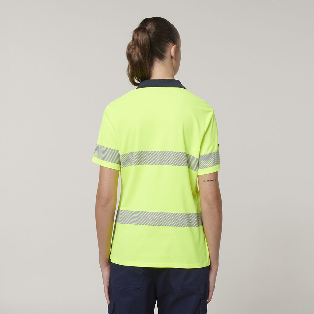 HARD YAKKA WOMENS S/S HI VIS TAPED POLO