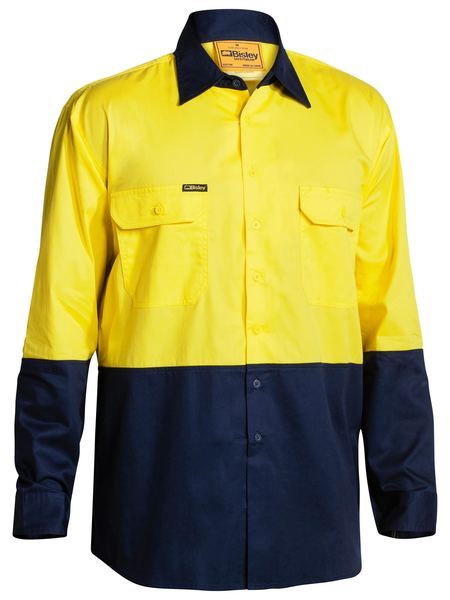 bisley-hi-vis-cool-lightweight-drill-shirt-in-yellow-front-view