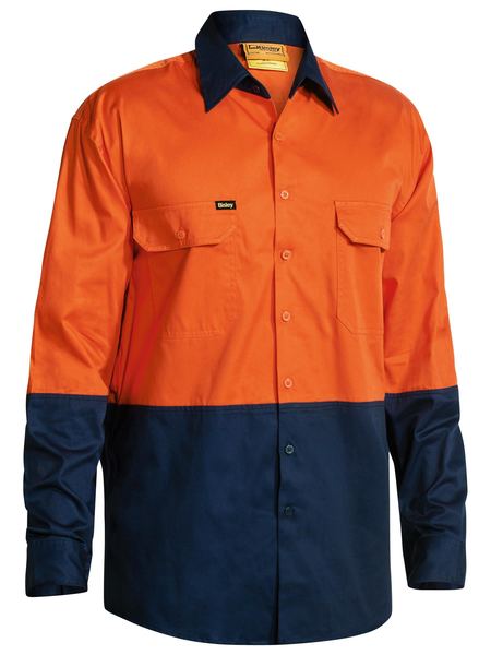 bisley-hi-vis-cool-lightweight-drill-shirt-in-orange-front-view