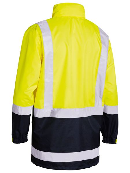 bisley-taped-hi-vis-rain-shell-jacket-yellow-navy-back-view