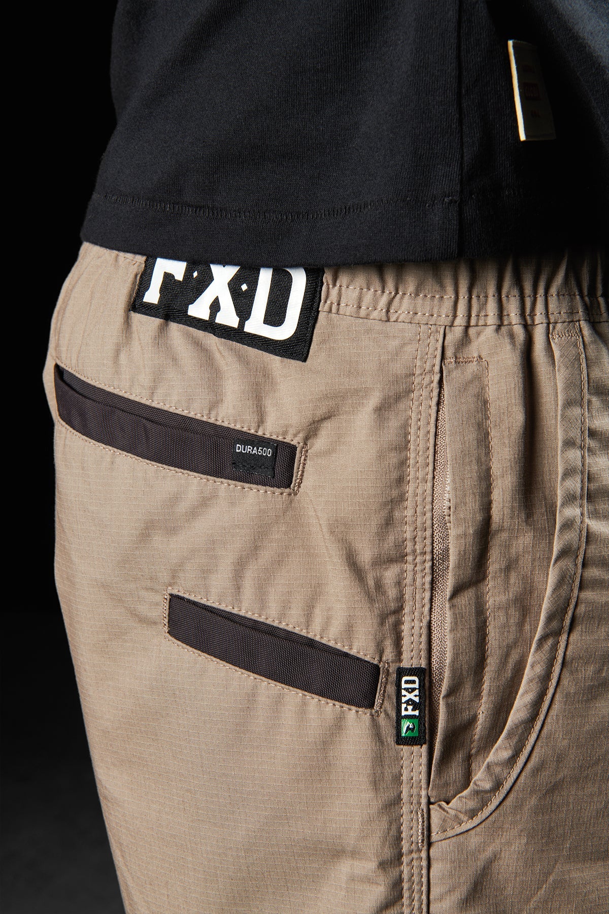 FXD-repreve-stretch-ripstop-work-shorts-khaki-front-view