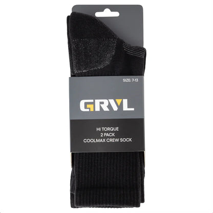 GRVL HI TORQUE COOLMAX CREW SOCK 2PK - BLACK